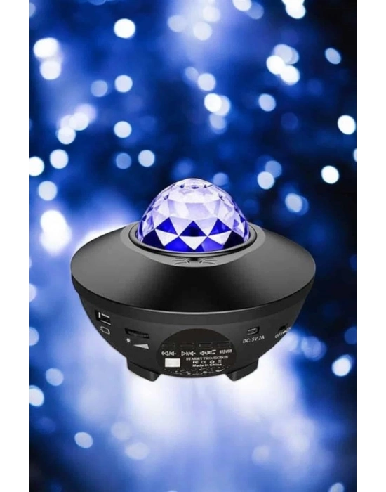 ® Projektör Yıldız Gece Lambası Disko Topu Bluetooth Bağlantılı Taşınabilir Şarjlı