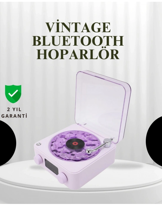 ® Projektörlü Gece Lambalı Retro Hoparlör – Taşınabilir Bluetooth Speaker