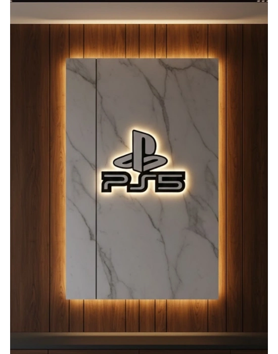 ® PS5 Logo Dekoratif Duvar Süsü Oyun Odası ve Salon Uyumu