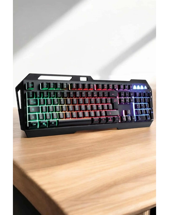 ® Q Klavye RGB Işıklı Klavye Ve Mouse Seti Kablolu Mouse Hediyeliş