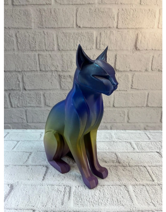 ® Rainbow Renkli Kedi Biblosu Dekoratif Masa ve Raf Süsü