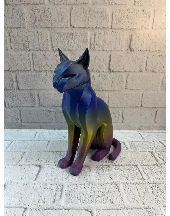 ® Rainbow Renkli Kedi Biblosu Dekoratif Masa ve Raf Süsü