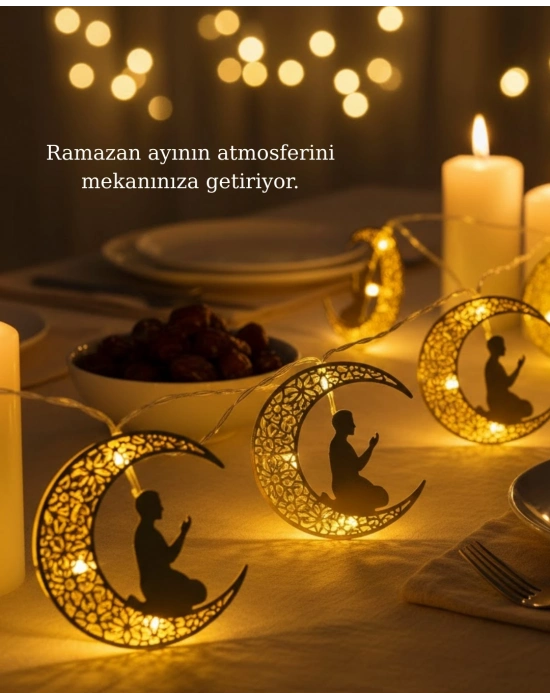 Ramazan Ay Işığı Secde Eden Adam Silüetli LED Peri Işığı