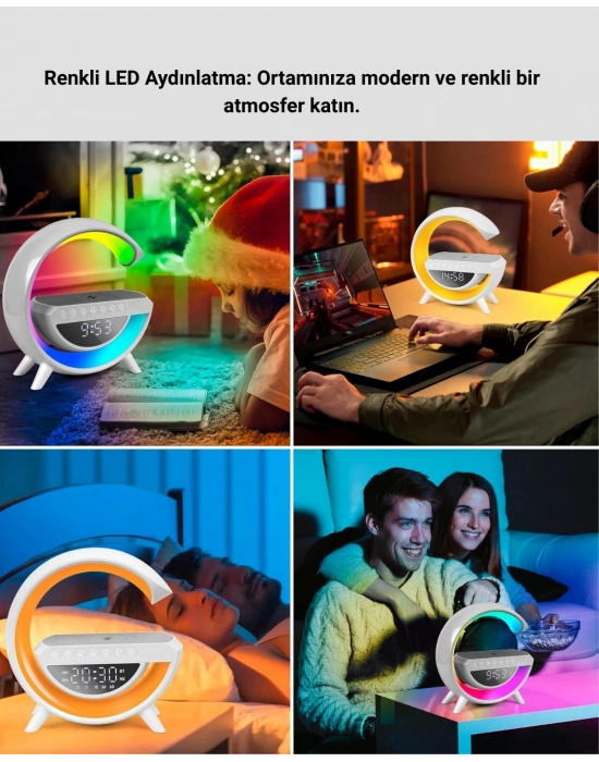 ® Renkli Işıklı 15W Kablosuz Şarjlı Masa Lambası