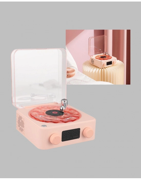 ® Retro Bluetooth Hoparlör – Yumuşak Gece Lambası ve Saat Göstergeli