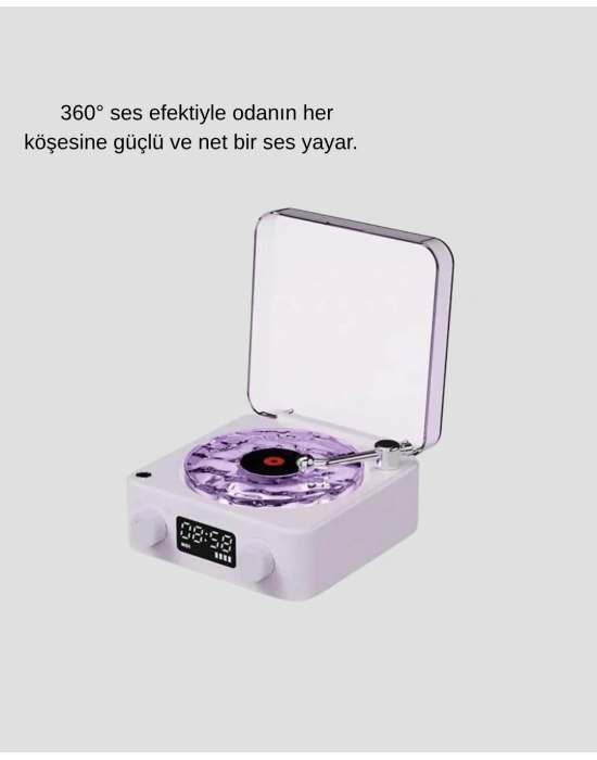 ® Retro Pikap Hoparlör Bluetooth AUX USB Type-C Projektörlü 360° Sesli Taşınabilir