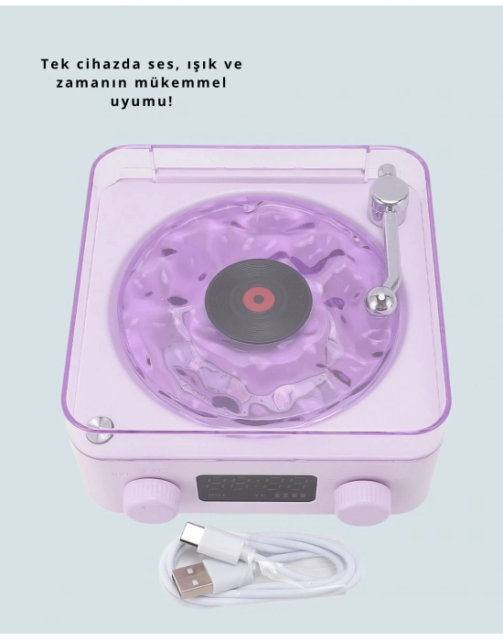 ® Retro Pikap Tasarımlı Bluetooth Hoparlör – Projektörlü Şarjlı Lamba