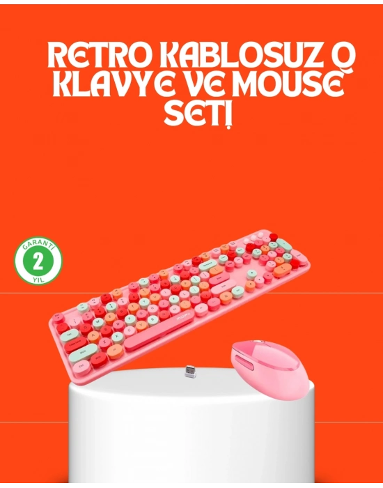 ® Retro Tarz Bluetooth 5.1 Klavye – Win/OSX/Android/iOS Uyumlu