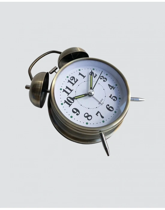 ® Retro Tarz Bronz Dekoratif Masa Saati Metal Gövde Yüksek Sesli Alarm