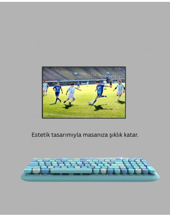 ® Retro Tarz Kablosuz Klavye Mouse Seti – 104 Tuşlu, Ergonomik Tasarım