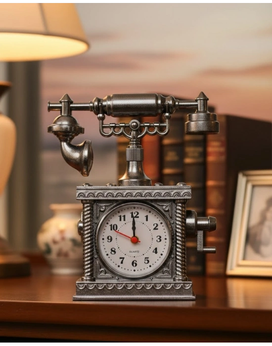 ® Retro Telefon Görünümlü Çalar Saat Masa ve Raf Dekoru