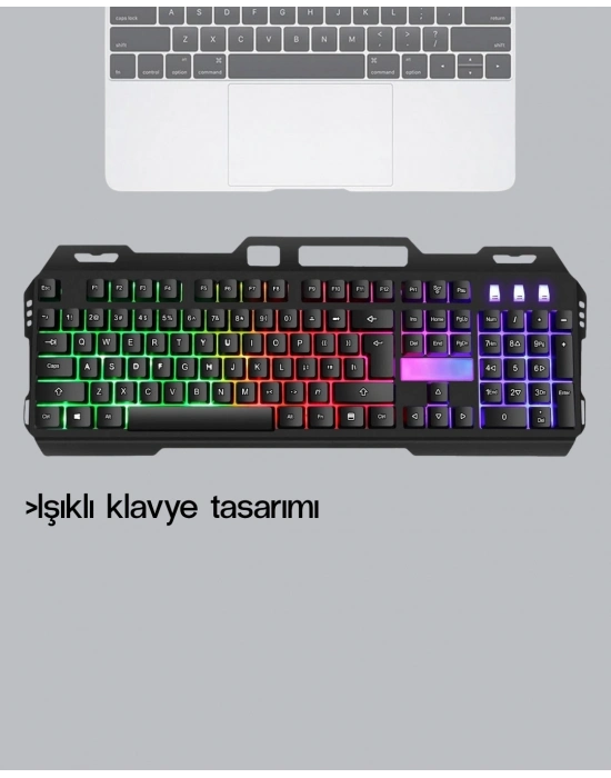 ® RGB Aydınlatmalı Klavye Mouse Seti – USB Bağlantılı, Türkçe Q, Ayarlanabilir DPI, Ergonomik Yapı