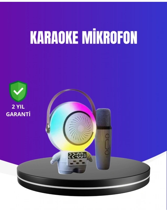 ® RGB Işıklı Astronot Bluetooth Hoparlör Karaoke Mikrofonlu