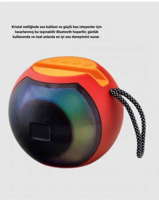 ® RGB Işıklı Bluetooth Hoparlör – 360° Stereo Ses ve 8 Saat Çalma Süresi