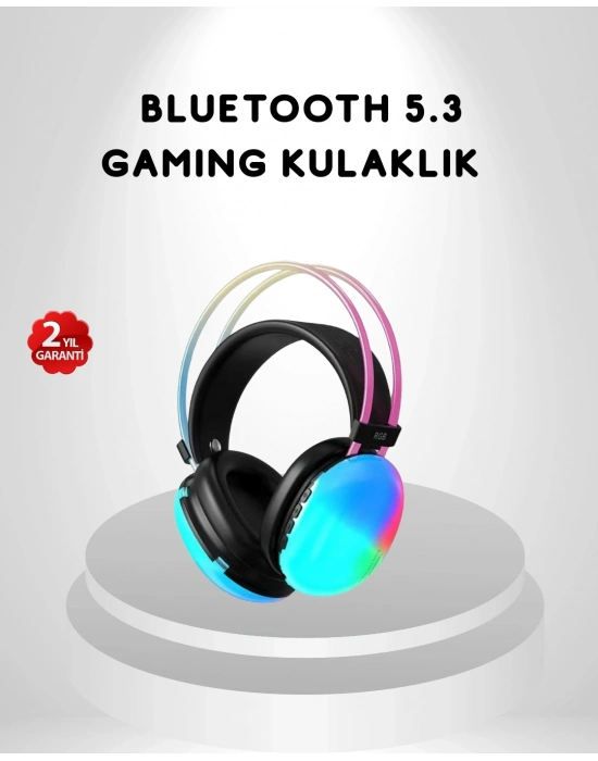 ® RGB Işıklı Kablosuz Kulaklık Bluetooth 5.3 800mAh Ergonomik IPX4 Dayanıklı