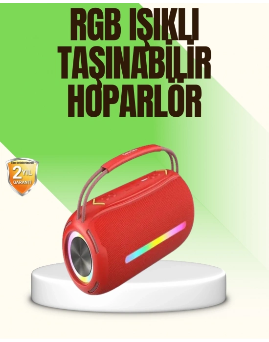 ® RGB LED Işıklı 20W Taşınabilir Bluetooth Hoparlör IPX6 Suya Dayanıklı