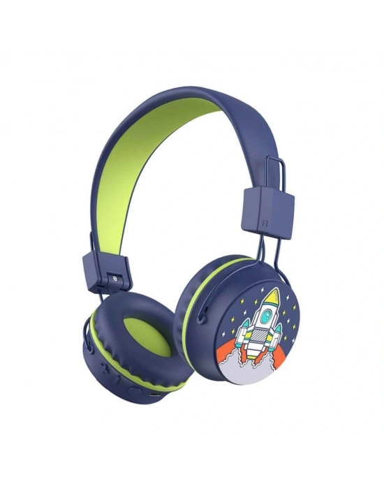 ® Roket Desenli Bluetooth Kulak Üstü Kablosuz Kulaklık