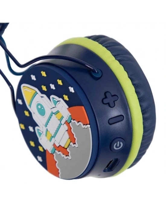 ® Roket Desenli Bluetooth Kulak Üstü Kablosuz Kulaklık