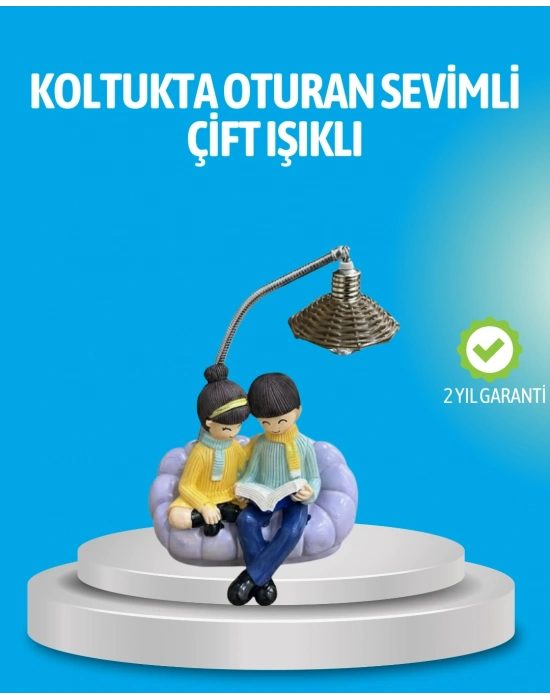 ® Romantik Çift Figürlü Okuyan Çift Masa Lambası Dekoratif LED Aydınlatma