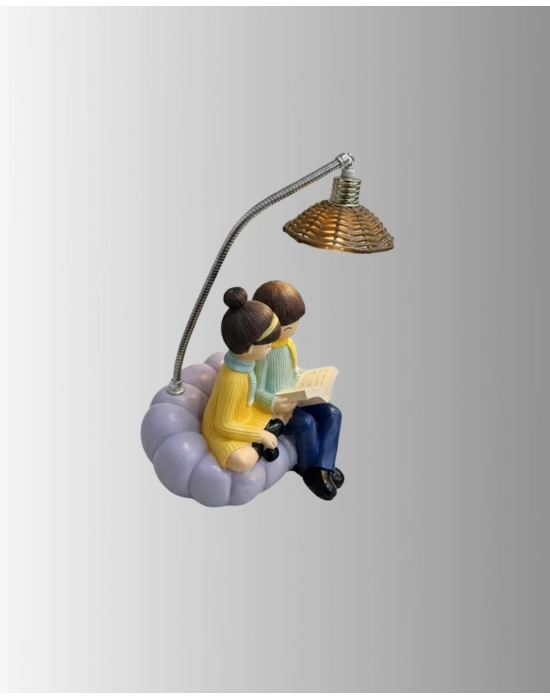 ® Romantik Çift Figürlü Okuyan Çift Masa Lambası Dekoratif LED Aydınlatma