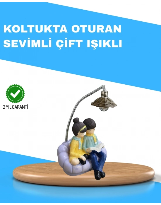 ® Romantik Çift Temalı Dekoratif Masa Lambası Yumuşak LED Işık