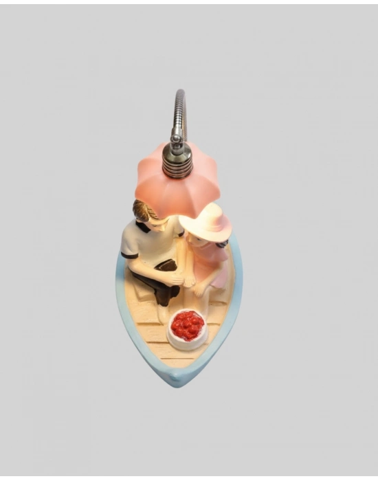 ® Romantik Sandal Üzerinde Çift Figürü LED Gece Lambası Masa Dekoru