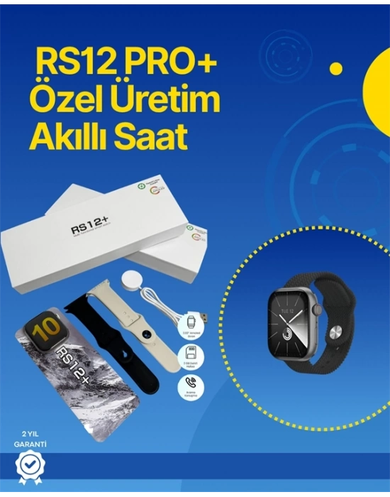 ® . RS12 PRO+ 2025 Serisi Full Ekranlı Akıllı Saat – 2GB Hafıza, Titanyum Kasa, Suya Dayanıklı, Uzun Şarj Süresi Garantili Model