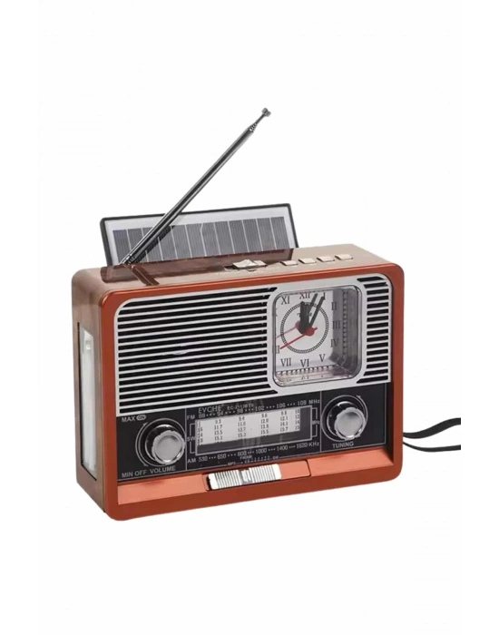 ® Saatli Fenerli Bluetooth Nostaljik Radyo AUX SD USB Girişli Bluetooth Hoparlör