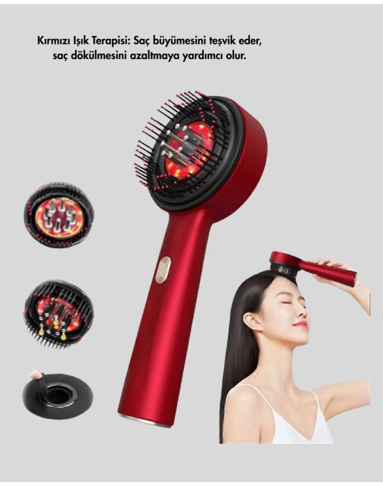® Saç Büyüme Destekleyici Elektrikli Masaj Tarak LED ve Titreşimli