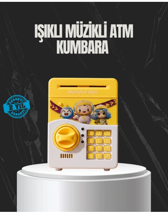 ® Sarı Renk Otomatik Para Çeken Şifreli Çocuk Kumbarası