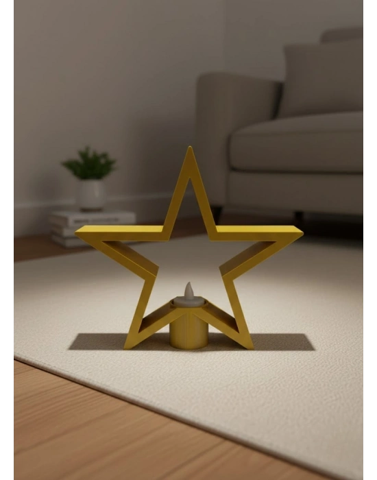 ® Sarı Yıldız Mumluk Modern Salon ve Raf Dekoru