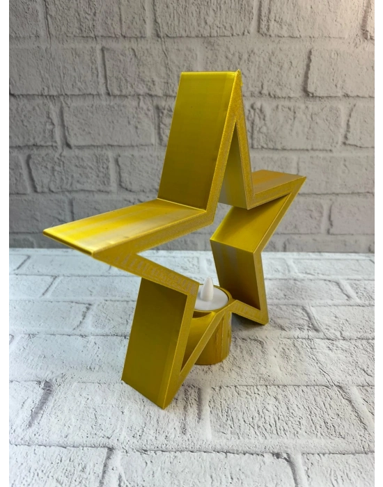 ® Sarı Yıldız Mumluk Modern Salon ve Raf Dekoru