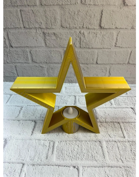 Sarı Yıldız Mumluk Modern Salon ve Raf Dekoru