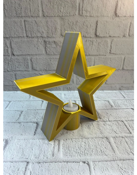 ® Sarı Yıldız Mumluk Modern Salon ve Raf Dekoru