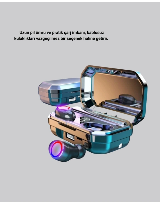 ® Şarj Kutulu Kablosuz Kulaklık Ergonomik Spor Seyahat Uyumlu Uzun Kullanım