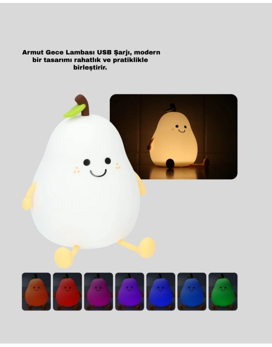 ® Şarjlı Armut Masa Lambası Renk Değiştiren LED Gece Işığı