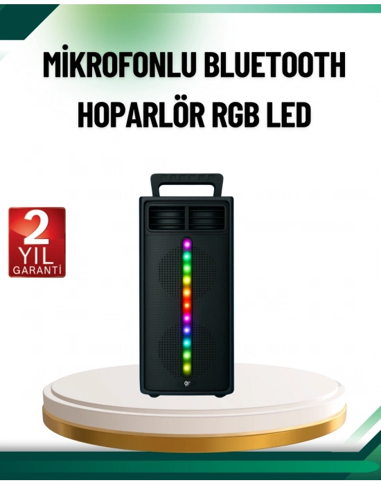 ® Şarjlı Işıklı Bluetooth Hoparlör | USB, AUX, TF Kart ve Radyo Destekli