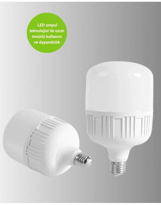 Şarjlı LED Torch Ampul 30 Watt Beyaz Işık Enerji Tasarruflu