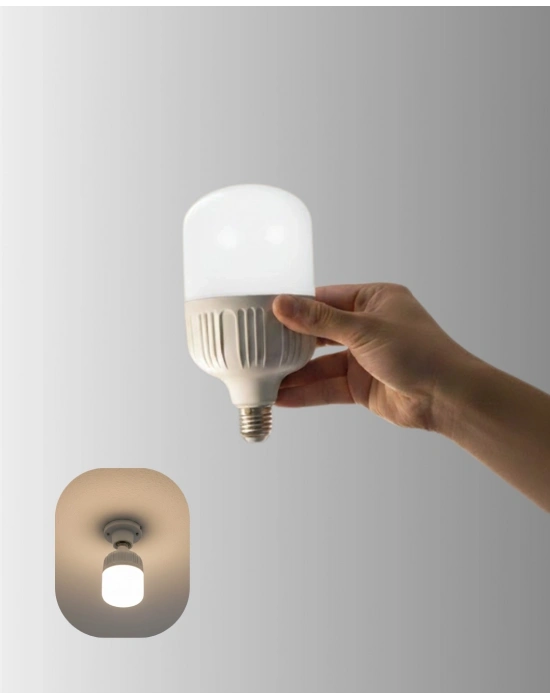 Şarjlı LED Torch Ampul 30 Watt Beyaz Işık Enerji Tasarruflu