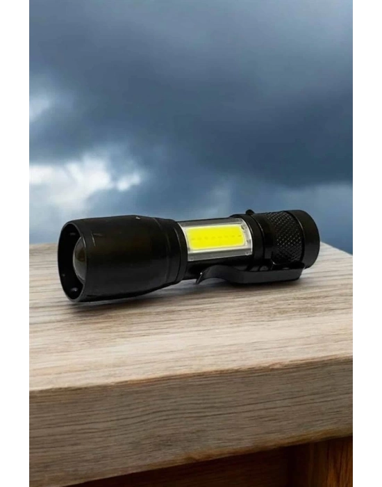 ® Şarjlı Metal Zoomlu El Feneri Işıldak Led Işık Taşınabilir El Lambası