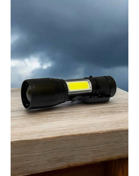 ® Şarjlı Metal Zoomlu El Feneri Işıldak Led Işık Taşınabilir El Lambası