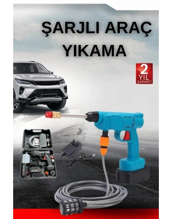 Şarjlı Oto Yıkama, Bahçe Sulama Tabancası Makinesi Yüksek Basınçlı