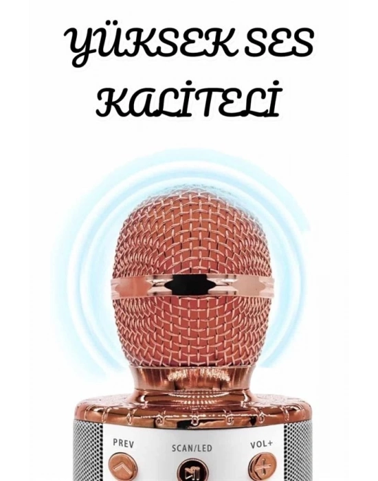 ® Şarjlı ve Uzun Pil Ömürlü Karaoke Mikrofon USB Bellek Destekli, Profesyonel Ses