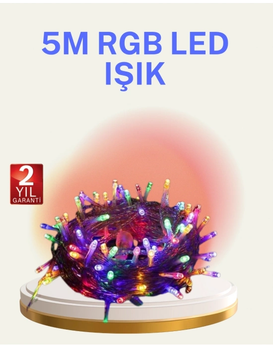 Şeffaf Kablolu 50 Ampullü 5 Metre LED Işık Dekoratif Aydınlatma