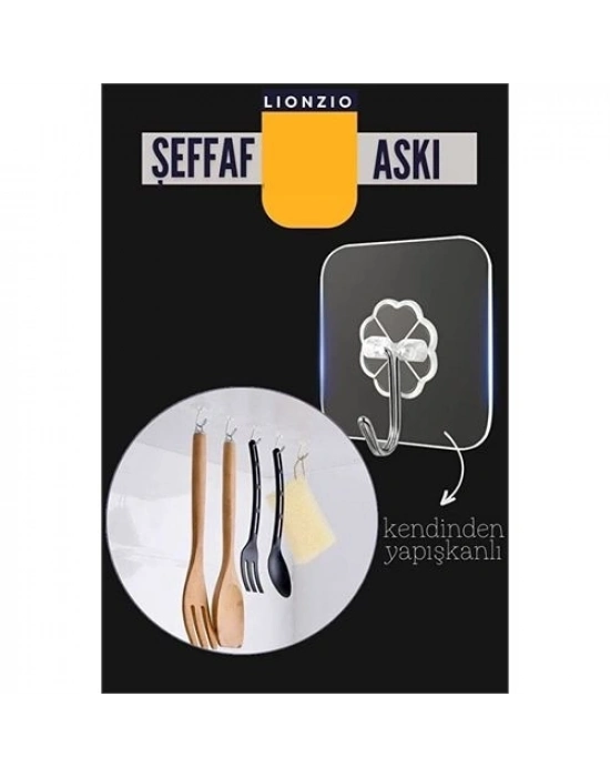 ® Şeffaf Yapışkanlı Askı, Mutfak Banyo Duvar Askısı, Çivisiz Pratik Kanca Seti