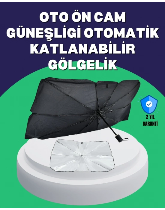 ® Şemsiye Tasarımlı Katlanabilir Araç Güneşliği – Geniş Uyumlu, UV Koruma