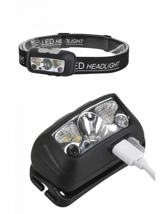 Sensörlü Şarjlı Type-c Şarj Işıklı Kafa Lambası Kamp Lambası