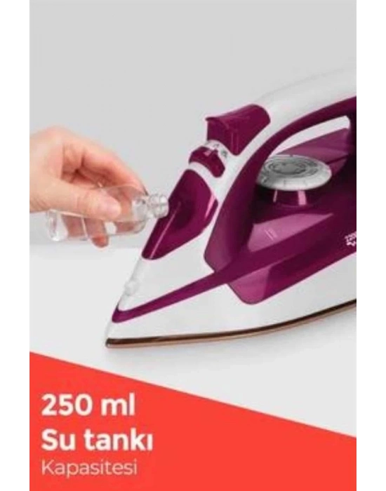 ® Seramik Tabanlı Kırmızı 2200 Watt Şok Buharlı Ütü