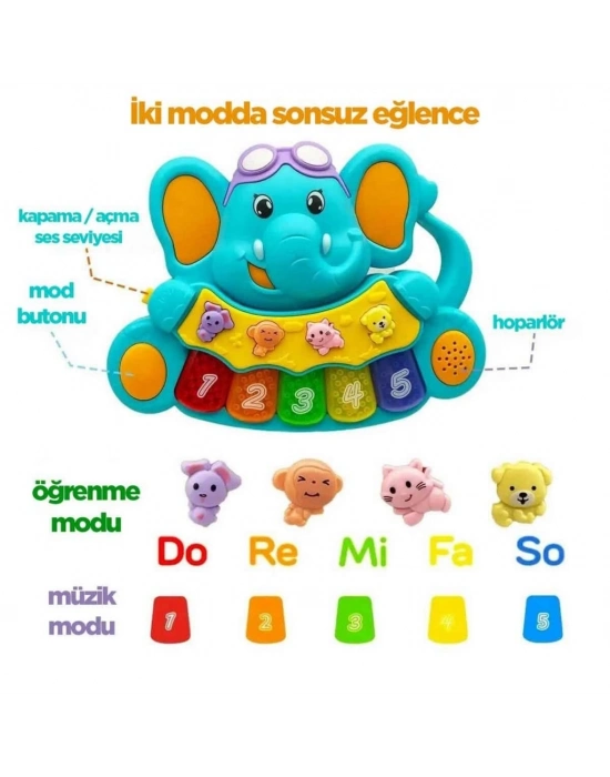 ® Sesli ve Işıklı Piyanolu Fil