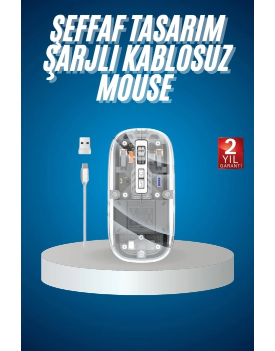 ® Sessiz Tıklama Çift Modlu Bluetooth Ve Alıcı Şeffaf Mouse Fare